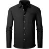 image:imageAlex Vando Mens Oversized Dress Shirts Solid Color Long Sleeve Silky Cotton Boxy Casual ShirtBlack