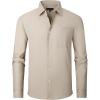 image:imageAlex Vando Mens Oversized Dress Shirts Solid Color Long Sleeve Silky Cotton Boxy Casual ShirtKhaki