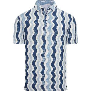 image:imageAlex Vando Mens Golf Shirts Moisture Wicking QuickDry Short Sleeve Casual Print Collared Polo Shirts for MenNavybeigewave