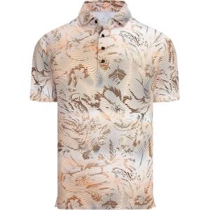 image:imageAlex Vando Mens Golf Shirts Moisture Wicking QuickDry Short Sleeve Casual Print Collared Polo Shirts for MenOrangewhitewave