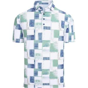 image:imageAlex Vando Mens Golf Shirts Moisture Wicking QuickDry Short Sleeve Casual Print Collared Polo Shirts for MenTealblock