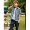 image:imageAlex Vando Boys Button Down Shirts Short Sleeve Wrinkle Free 4Way Stretch Print Casual Shirt13 Dustyblue White
