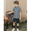 image:imageAlex Vando Boys Button Down Shirts Short Sleeve Wrinkle Free 4Way Stretch Print Casual Shirt13 Dustyblue White