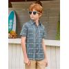 image:imageAlex Vando Boys Button Down Shirts Short Sleeve Wrinkle Free 4Way Stretch Print Casual Shirt13 Dustyblue White