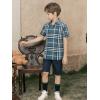 image:imageAlex Vando Boys Button Down Shirts Short Sleeve Wrinkle Free 4Way Stretch Print Casual Shirt29 DustyblueWhite
