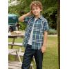 image:imageAlex Vando Boys Button Down Shirts Short Sleeve Wrinkle Free 4Way Stretch Print Casual Shirt29 DustyblueWhite