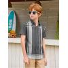 image:imageAlex Vando Boys Button Down Shirts Short Sleeve Wrinkle Free 4Way Stretch Print Casual ShirtBlackGrey