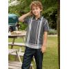 image:imageAlex Vando Boys Button Down Shirts Short Sleeve Wrinkle Free 4Way Stretch Print Casual ShirtBlackGrey
