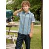 image:imageAlex Vando Boys Button Down Shirts Short Sleeve Wrinkle Free 4Way Stretch Print Casual ShirtBlueGrey