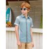 image:imageAlex Vando Boys Button Down Shirts Short Sleeve Wrinkle Free 4Way Stretch Print Casual ShirtBlueGrey