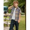 image:imageAlex Vando Boys Button Down Shirts Short Sleeve Wrinkle Free 4Way Stretch Print Casual ShirtBorwnWhite