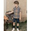 image:imageAlex Vando Boys Button Down Shirts Short Sleeve Wrinkle Free 4Way Stretch Print Casual ShirtBorwnWhite