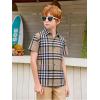 image:imageAlex Vando Boys Button Down Shirts Short Sleeve Wrinkle Free 4Way Stretch Print Casual ShirtBorwnWhite