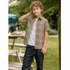 image:imageAlex Vando Boys Button Down Shirts Short Sleeve Wrinkle Free 4Way Stretch Print Casual ShirtKhaki