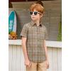 image:imageAlex Vando Boys Button Down Shirts Short Sleeve Wrinkle Free 4Way Stretch Print Casual ShirtKhaki