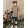 image:imageAlex Vando Boys Button Down Shirts Short Sleeve Wrinkle Free 4Way Stretch Print Casual ShirtKhaki