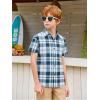 image:imageAlex Vando Boys Button Down Shirts Short Sleeve Wrinkle Free 4Way Stretch Print Casual ShirtNavy White