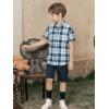 image:imageAlex Vando Boys Button Down Shirts Short Sleeve Wrinkle Free 4Way Stretch Print Casual ShirtNavy White