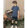 image:imageAlex Vando Boys Button Down Shirts Short Sleeve Wrinkle Free 4Way Stretch Print Casual ShirtNavy With Print