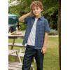 image:imageAlex Vando Boys Button Down Shirts Short Sleeve Wrinkle Free 4Way Stretch Print Casual ShirtNavy With Print