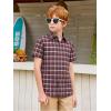 image:imageAlex Vando Boys Button Down Shirts Short Sleeve Wrinkle Free 4Way Stretch Print Casual ShirtRedBlack