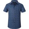 image:imageAlex Vando Boys Button Down Shirts Short Sleeve Wrinkle Free 4Way Stretch Print Casual ShirtNavy With Print