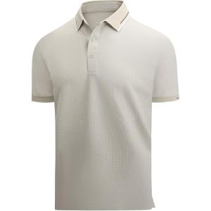 image:imageAlex Vando Mens Golf Shirt Moisture Wicking QuickDry Short Sleeve Casual Polo Shirts for MenApricot 188