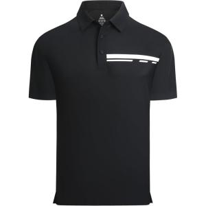 image:imageAlex Vando Mens Golf Shirt Moisture Wicking QuickDry Short Sleeve Casual Polo Shirts for MenBlack Pique