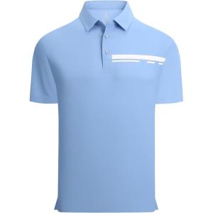 image:imageAlex Vando Mens Golf Shirt Moisture Wicking QuickDry Short Sleeve Casual Polo Shirts for MenBlue Pique