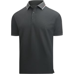 image:imageAlex Vando Mens Golf Shirt Moisture Wicking QuickDry Short Sleeve Casual Polo Shirts for MenDk Green 188