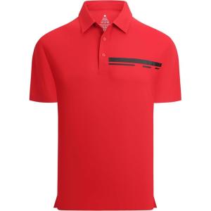image:imageAlex Vando Mens Golf Shirt Moisture Wicking QuickDry Short Sleeve Casual Polo Shirts for MenRed Pique