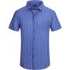 image:imageAlex Vando Mens Button Down Shirts Wrinkle Free 4Way Stretch Short Sleeve Business Casual ShirtBlue Stripe