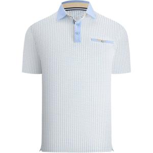 image:imageAlex Vando Mens Golf Shirts Moisture Wicking QuickDry Short Sleeve Print Performance Polo Shirts for MenBluediamonddots