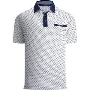 image:imageAlex Vando Mens Golf Shirts Moisture Wicking QuickDry Short Sleeve Print Performance Polo Shirts for MenHexagonbluedot