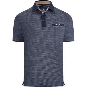 image:imageAlex Vando Mens Golf Shirts Moisture Wicking QuickDry Short Sleeve Print Performance Polo Shirts for MenNavygeometry