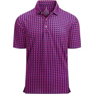 image:imageAlex Vando Mens Hawaiian Golf Shirt Moisture Wicking Digital Print Golf Shirts for Men90 Fuchsia Paisley