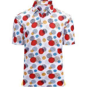 image:imageAlex Vando Mens Hawaiian Golf Shirt Moisture Wicking Digital Print Golf Shirts for Men90 Red Circle