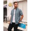 image:imageAlex Vando Mens Big Plaid Button Down Shirts Wrinkle Free 4Way Stretch Print Business Casual Shirt13 Dustyblue White