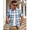 image:imageAlex Vando Mens Big Plaid Button Down Shirts Wrinkle Free 4Way Stretch Print Business Casual Shirt18 Navy White