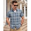image:imageAlex Vando Mens Big Plaid Button Down Shirts Wrinkle Free 4Way Stretch Print Business Casual Shirt29 DustyblueWhite