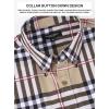 image:imageAlex Vando Mens Big Plaid Button Down Shirts Wrinkle Free 4Way Stretch Print Business Casual Shirt30 BrownWhite