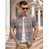image:imageAlex Vando Mens Big Plaid Button Down Shirts Wrinkle Free 4Way Stretch Print Business Casual Shirt30 BrownWhite