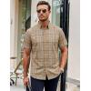 image:imageAlex Vando Mens Big Plaid Button Down Shirts Wrinkle Free 4Way Stretch Print Business Casual Shirt32 Khaki