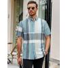 image:imageAlex Vando Mens Big Plaid Button Down Shirts Wrinkle Free 4Way Stretch Print Business Casual Shirt40 BlueGrey