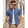 image:imageAlex Vando Mens Big Plaid Button Down Shirts Wrinkle Free 4Way Stretch Print Business Casual Shirt68 Navy With Print