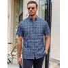 image:imageAlex Vando Mens Big Plaid Button Down Shirts Wrinkle Free 4Way Stretch Print Business Casual Shirt68 Navy With Print