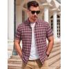 image:imageAlex Vando Mens Big Plaid Button Down Shirts Wrinkle Free 4Way Stretch Print Business Casual Shirt93 Red Black