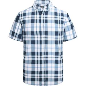 image:imageAlex Vando Mens Big Plaid Button Down Shirts Wrinkle Free 4Way Stretch Print Business Casual Shirt18 Navy White
