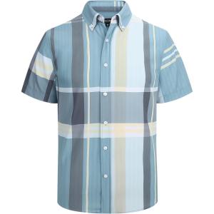 image:imageAlex Vando Mens Big Plaid Button Down Shirts Wrinkle Free 4Way Stretch Print Business Casual Shirt40 BlueGrey