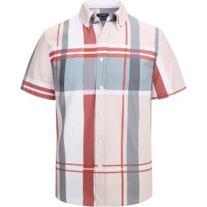 image:imageAlex Vando Mens Big Plaid Button Down Shirts Wrinkle Free 4Way Stretch Print Business Casual Shirt40 RedGrey